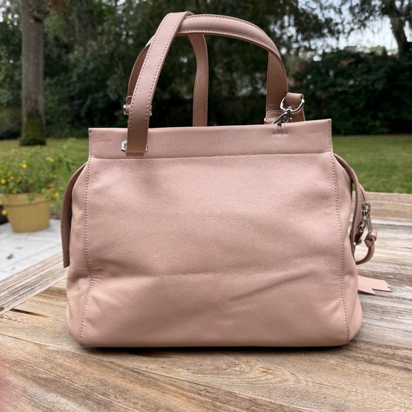 Orciani Sveva Notturno Leather Handbag Blush Pink Top Handle Crossbody - Picture 7 of 14